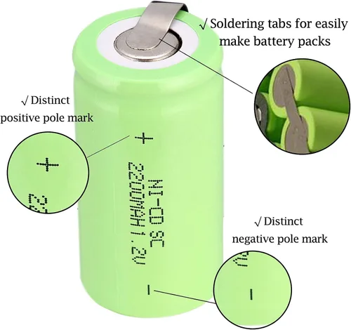 Miniatura 3 de Ni-Cd 1.2V 2200MAH Batería Recargable Sub C SC Baterías (Verde* 6)