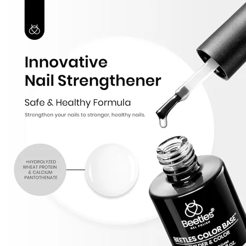 Miniatura 5 de Beetles Esmalte de uñas de gel con base de goma, 0.5 fl oz, esmalte de uñas en gel de color transparente, capa base de goma elástica, fortalecedor