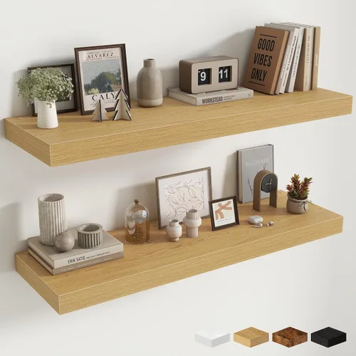 Miniatura 125 de Estantes flotantes de 48 pulgadas para pared, estante de chimenea de 10 pulgadas de profundidad, estantes flotantes de madera para pared, estantes