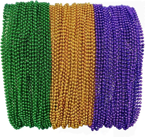 Miniatura 9 de THE MARDI GRAS KREWE Cuentas de Mardi Gras, paquete de 120, 10 docenas de collares de cuentas de 33 pulgadas y 0.276 in, recuerdos de fiesta a