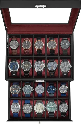Miniatura 37 de SONGMICS UJWB012 - Caja de reloj de 12 ranuras, caja de reloj con cerradura con tapa de vidrio, 2 capas, con 1 cajón para anillos, pulseras, idea