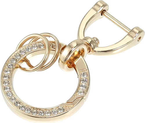 Miniatura 5 de X AUTOHAUX Llavero de repuesto para llavero de automóvil para hombres y mujeres con anillo en forma de D, Tono dorado