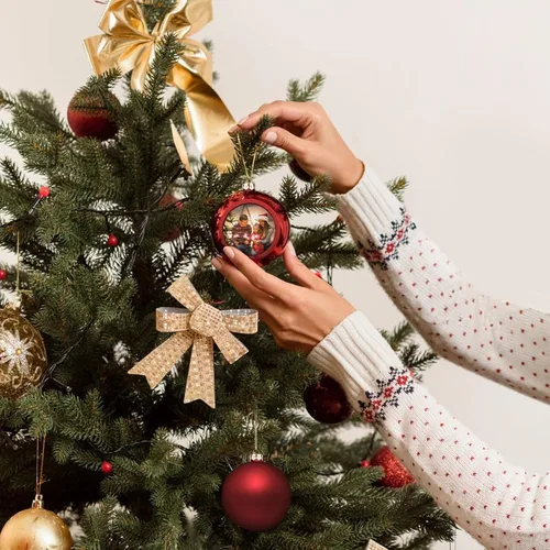 Miniatura 7 de Adorno de bola de foto personalizada adorno decorativo de Navidad de bola colgante. Tamaño grande