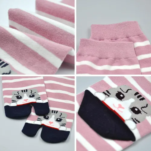Miniatura 4 de Hellomamma Tabi - Calcetines de dos dedos para mujer, con división atlética, de algodón, colorido, 4 pares