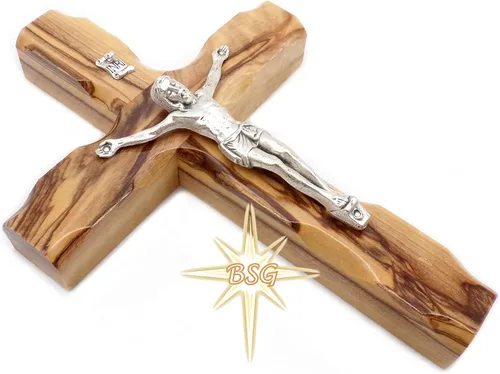 Dacaret Factory Crucifijo de pared, cruz de madera de olivo, cruz católica de madera para nuevo hogar, regalo religioso, regalos de Navidad,