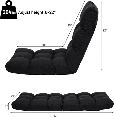 Miniatura 3 de Giantex Sofá de suelo, silla de videojuegos con 14 posiciones ajustables, respaldo acolchado, asiento acolchado para el suelo, silla plegable