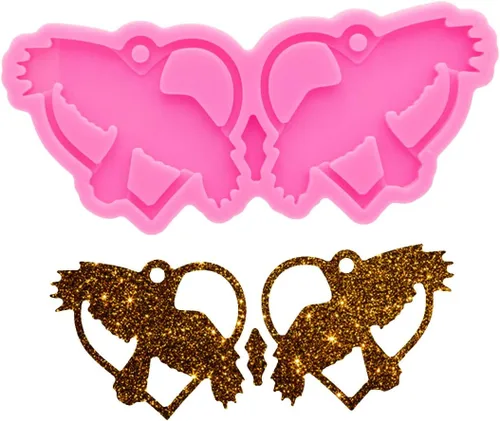 Miniatura 6 de Molde de aretes de resina de corazón para el día de San Valentín, moldes de joyería de silicona para fundición epoxi de bricolaje, aretes, 425.2 in
