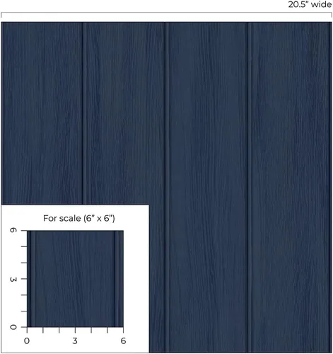 Miniatura 7 de Papel pintado prepegado con panel de madera sintética (azul naval)