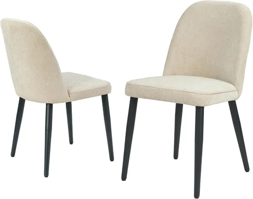 Miniatura 9 de Juego de 2 sillas de comedor tapizadas, sillas de comedor de tela moderna de mediados de siglo, sillas de cocina con asiento acolchado y patas