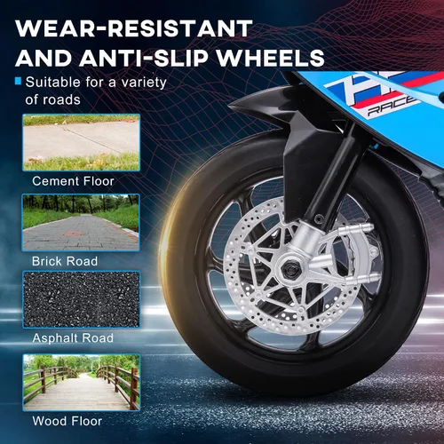 Miniatura 5 de Aosom Motocicleta con licencia de 6 V para niños, todoterreno con batería de tres ruedas con USB, AUX, música y faros delanteros para niños
