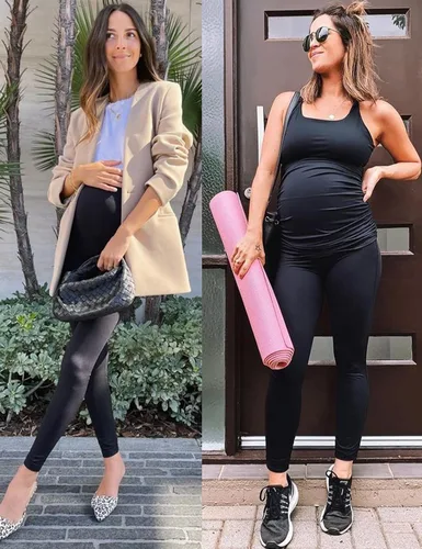 Miniatura 5 de Purplepig Leggings de maternidad sobre el vientre, no se transparentan, levantamiento de glúteos, suaves, pantalones de entrenamiento para embarazo