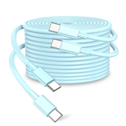 Miniatura 18 de Cable USB C a USB C de 100 W, paquete de 2 unidades de 10 pies, cable USB tipo C a tipo C, cable USB-C compatible con iPhone Blanco