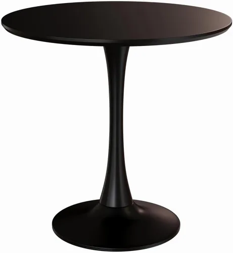 Mesa de comedor redonda pequeña de 24 pulgadas para 2-4 personas, mesa de tulipanes de madera moderna de mediados de siglo para cocina, sala de Negro