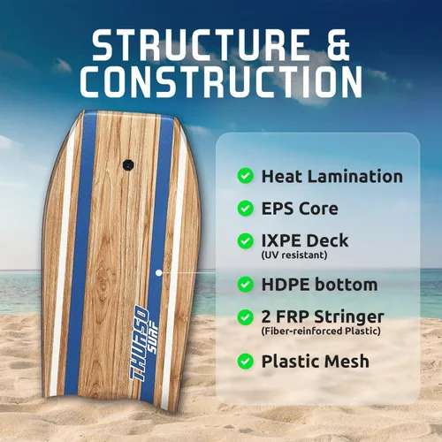 Miniatura 2 de THURSO SURF Quill 42'' Tabla de bodyboard ligera y duradera con núcleo EPS, cubierta IXPE, base pulida de HDPE, puntal FRP, cola crescent, doble