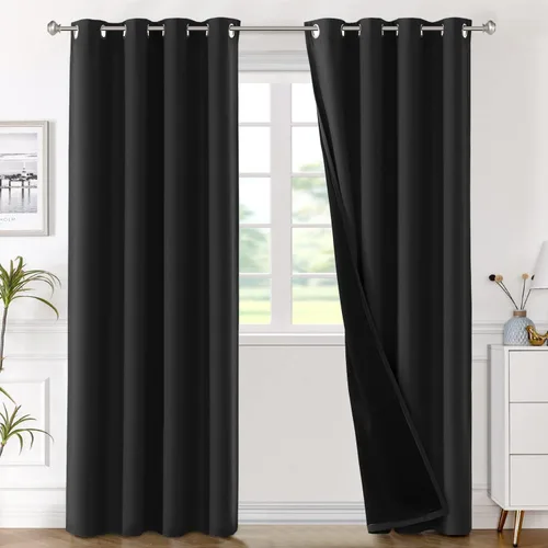 Miniatura 21 de H.VERSAILTEX Paneles de cortina 100% opacas de 45 pulgadas de largo, con aislamiento térmico, cortinas opacas con forro para dormitorio, dos capas