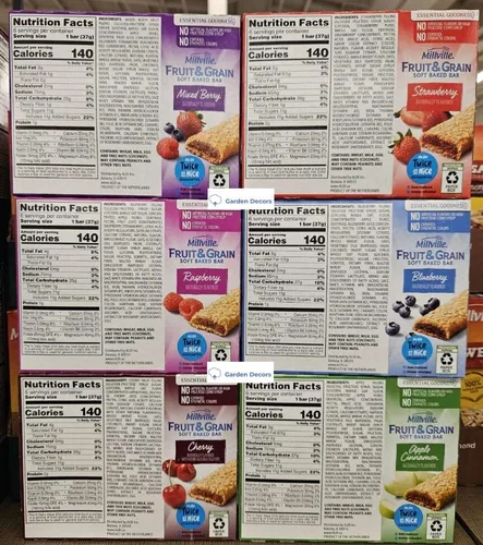 Miniatura 2 de Millville Fruit & Grain Soft Baked Bar 6 sabores mixtos de bayas, frambuesa, cereza, fresa, arándano, manzana y canela, 6 barras de cereales, 7.8