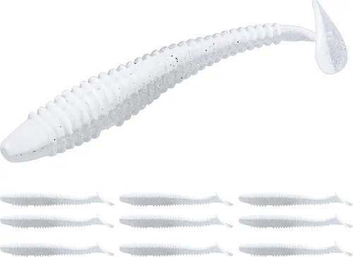 Miniatura 43 de RUNCL Swimbaits - Paleta de 10/20/30/40 unidades, cola de paleta de 5/4/3/2 pulgadas, señuelo suave para lubina de trucha, cebo de plástico duradero