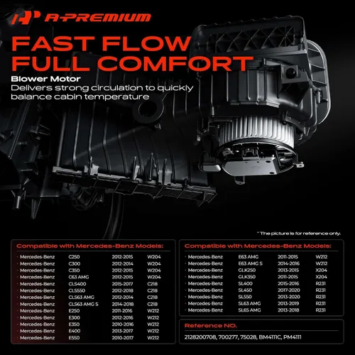Miniatura 2 de A-Premium Conjunto de motor ventilador del calentador HVAC delantero compatible con Mercedes-Benz C250 C300 C350 C63 AMG CLS400 CLS550 E250 E300