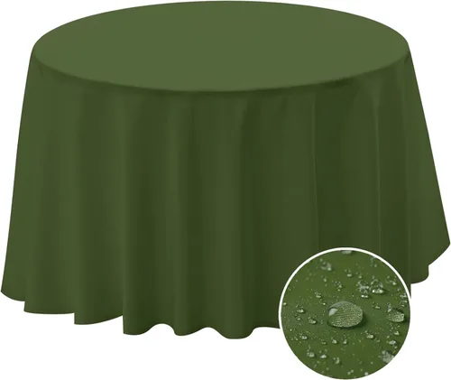 Miniatura 17 de BYDOLL Mantel redondo de 48 pulgadas para mesa de máximo 38 pulgadas de diámetro, poliéster burdeos, lavable, sin arrugas, a prueba de derrames