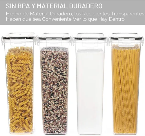Miniatura 4 de Vtopmart Contenedores herméticos para almacenamiento de alimentos con tapas, 4 recipientes de pasta de 2.8 L para organización y almacenamiento