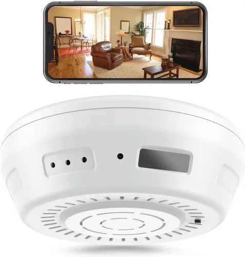 Detector de humo con cámara oculta, WiFi inalámbrico, cámaras de niñera con aplicación de teléfono celular, batería de 180 días, visión nocturna,