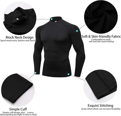 Miniatura 4 de Camisas de compresión de cuello alto para hombre, 3