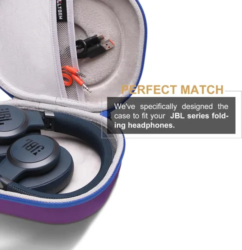 Miniatura 2 de LTGEM - Funda rígida de EVA para JBL Live 770NC/660NC/650BT/460NC/670NC/400BT/500BT y JBL Tune púrpura + gris