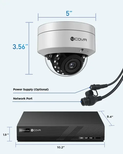 Miniatura 9 de Sistema de cámara de seguridad 4COVR PoE, 8X 5MP IK10 Cúpula IP67 a prueba de vandalismo con audio, NVR de 8 canales 4K con HDD de 2TB, detección AI