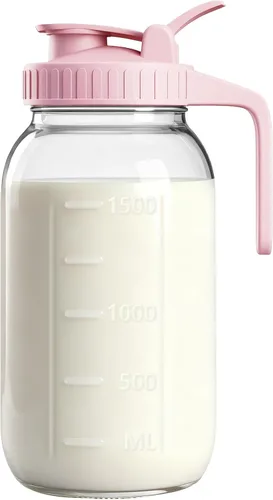 Miniatura 15 de Jarra Mason Jar de 64 onzas – Jarra de vidrio hermética y a prueba de fugas con tapa, perfecta para té helado, té solar, cerveza fría, leche