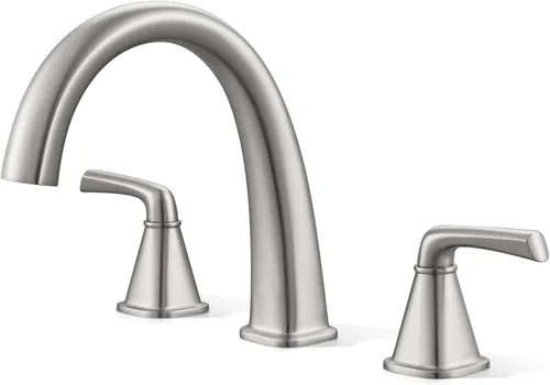 Miniatura 14 de Grifo de bañera romana de alto flujo con ducha de mano, grifo de bañera de montaje en cubierta mate negro de 4 agujeros con válvula, grifos