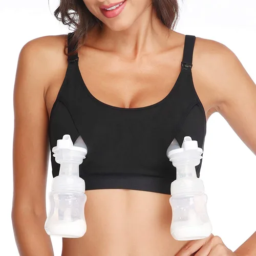 Miniatura 9 de Lupantte Brasier de bombeo manos libres para mujer, paquete de 2, cómodo brasier de extracción de leche con almohadillas, brasier de lactancia