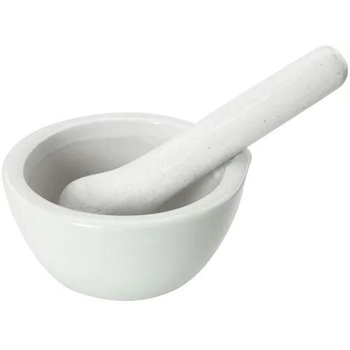 Mini mortero de porcelana y mortero de 2.0 fl oz, juego de trituradora de tazón de molienda, color blanco