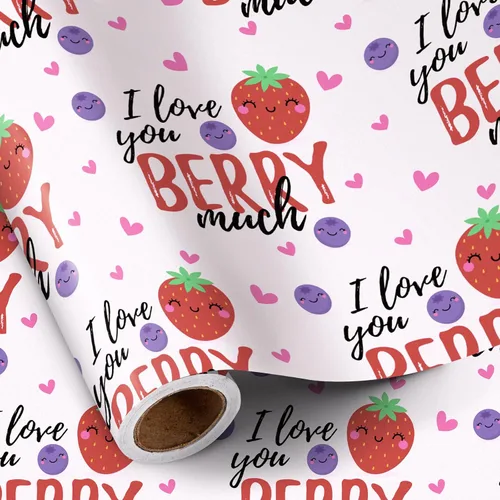Miniatura 10 de RUSPEPA Rollo de papel de regalo reversible, mini rollo, diseño de pareja de gnomos rojos en camión, ideal para el día de San Valentín, fiesta