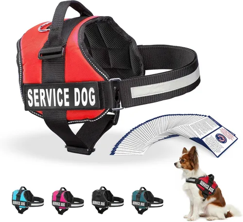 Miniatura 18 de Arnés Industrial Puppy para perros con correas y asa, y chaleco con parche reflectante, en un cómodo diseño de malla, Bright Red 2-Rojo Brillante