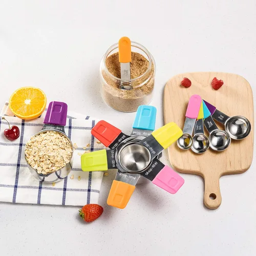 Miniatura 8 de Tazas medidoras, juego de tazas medidoras magnéticas y cucharas U-Taste de 13 piezas en acero inoxidable 18/8: 7 tazas medidoras y 5 cucharas
