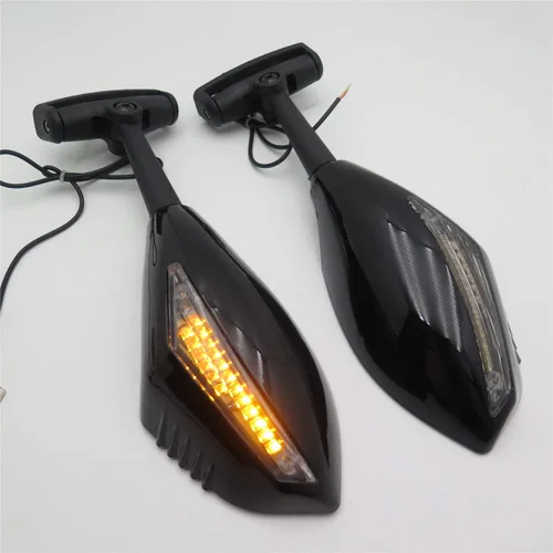 Miniatura 9 de Para CBR600 CBR900/929/954 Suzuki GSXR 600/750 BANDIT SV1000S Katana 600 motocicleta lente transparente mate LED señal de giro espejo integrado