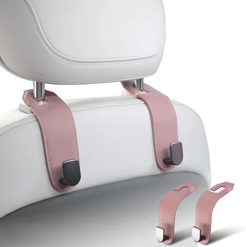 Miniatura 10 de Gancho para reposacabezas de automóvil, paquete de 2 ganchos de cuero para asientos de automóvil para bolsos y bolsas, accesorios de organización