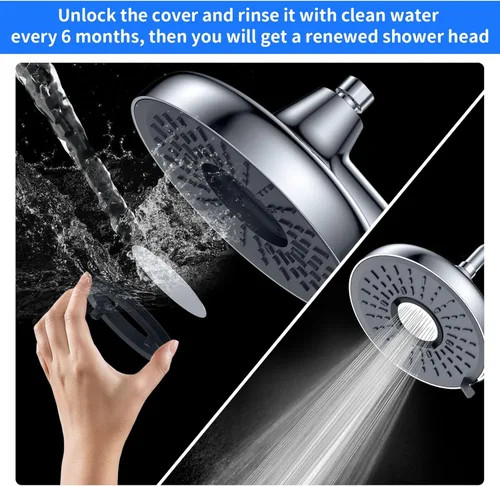 Miniatura 5 de Cabezal de ducha filtrado, cabezal de ducha de lluvia fijo de alta presión de 8 pulgadas con filtro, los dermatólogos lo recomiendan para suavizar