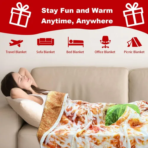 Miniatura 4 de Manta redonda de tortilla para adultos, manta grande de franela suave y cómoda con diseño de queso y pizza, manta para niños, artículos extraños