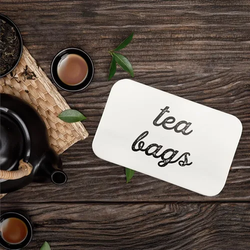Miniatura 9 de AuldHome Farmhouse - Caja de té (blanca), estilo retro vintage esmaltado, lata de almacenamiento de té