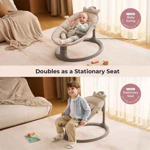 Miniatura 3 de Momcozy Columpio Eléctrico 2 en 1 para Bebé, Sistema de Soporte de Doble Brazo y Movimientos Inspirados por los Padres, Convertible a Asiento
