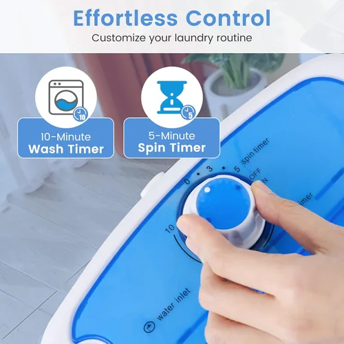 Miniatura 4 de ARLIME Lavadora portátil, mini lavadora de carga superior de 5.5 libras con bañera de secado giratorio extraíble y cubierta de seguridad, máquina