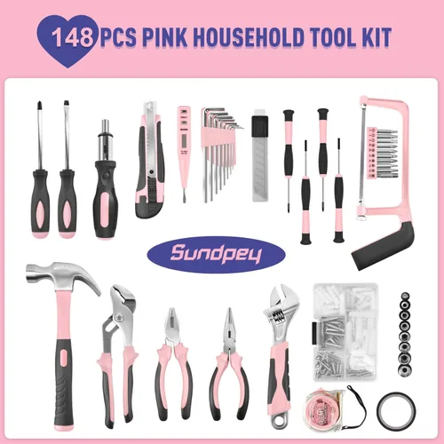 Miniatura 2 de Sundpey Kit de herramientas para el hogar, 148 piezas, juego de herramientas portátiles de reparación manual básica con estuche, destornillador