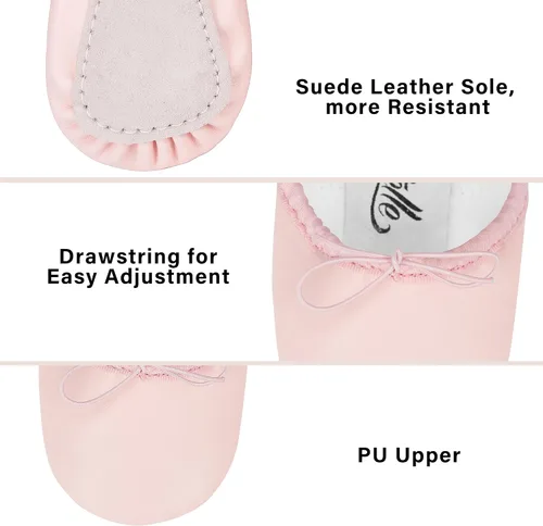 Miniatura 5 de Stelle Zapatos de ballet para niñas, zapatillas de baile de piel sintética para niños, zapatos de bailarina para niños pequeñosniños grandesmujeres