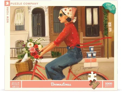 Miniatura 3 de New York Puzzle Company - Janet Hill Brownstones - Rompecabezas de 1000 piezas para noches de juego familiares por Janet Hill