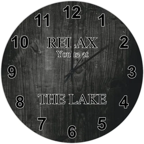 Miniatura 9 de UFunhome Reloj de pared de granja Lake Relax You're at The Lake Silent Non-Ticking Vintage Country reloj de grano de madera a pilas para el hogar