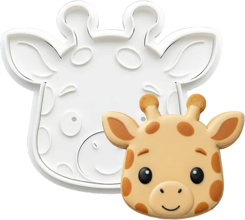 Miniatura 19 de Juego de 8 cortadores de galletas de animales con mango de sello 3D, diseño de selva para cocina, formas de pastel de ácido poliláctico