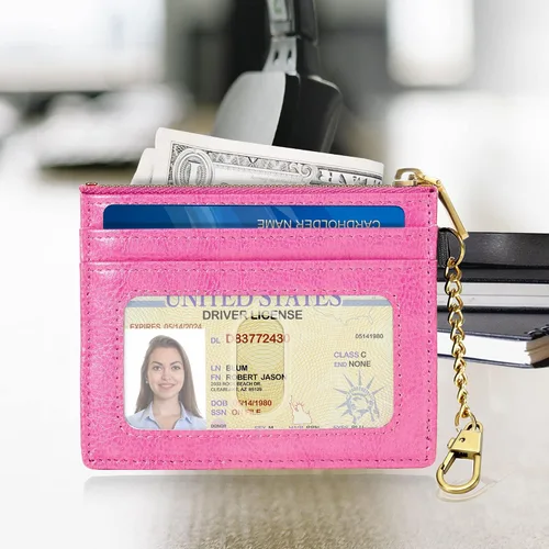Miniatura 76 de SEAVILIA Tarjetero llavero cartera para mujer con ventana de identificación RFID monedero regalo abeja delgada minimalista pequeña cartera