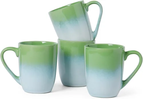 Miniatura 14 de MONITO Juego de 6 tazas de café de 14 onzas, modernas tazas de café de cerámica grandes con asa para té/latte/leche/cacao, divertidas tazas de té