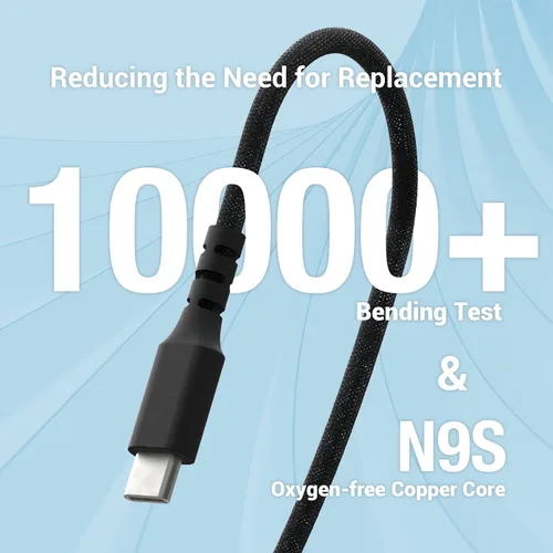 Miniatura 4 de Cable USB C de 240 W, cable USB C a USB C de 1.6 pies, cable de nailon trenzado de alta elasticidad tipo C 5A, cable de carga rápida compatible